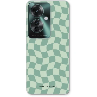 Afbeelding van Case Company® hoesje geschikt voor Oppo Reno 11 F Grid Groen Soft Cover Telefoonhoesje Bescherming aan alle Kanten en Schermrand