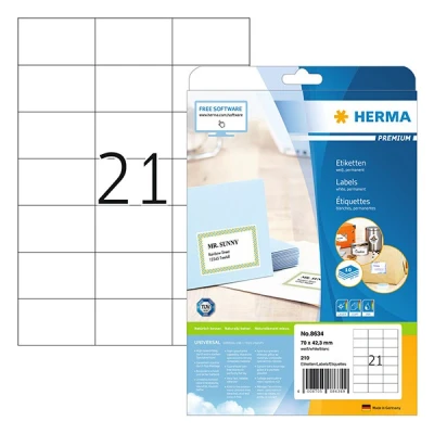 Image de HERMA Premium étiquettes en papier plastifiées mates autocollantes permanentes 210 étiquette(s)