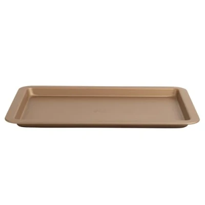 Afbeelding van Russell Hobbs RH01690GEU7 Opulence bakplaat, antiaanbaklaag, 37 cm, rechthoekige bakplaten, ovenschaal van koolstofstaal, PFOA vrij, ovenbestendig tot 220 C, gouden afwerking