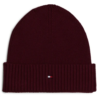 Afbeelding van Tommy Hilfiger FLAG Beanie Unisex Muts, Maat: One Size, Deep rouge