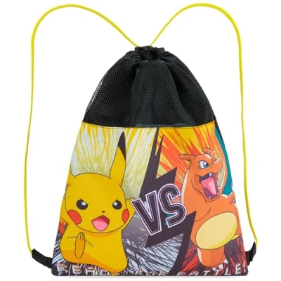 Afbeelding van Pokemon Sporttas met trekkoord voor kinderen, zwembadtas, zwemmen, fitnessstudio, 44 x 35 cm, 1,5 l, Meerkleurig