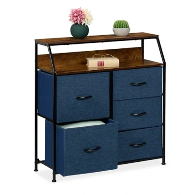 Afbeelding van Relaxdays ladekast 5 lades 84 cm breed ijzeren frame industrieel slaapkamer
