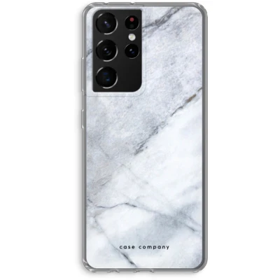 Afbeelding van hoesje geschikt voor Samsung Galaxy S21 Ultra Witte marmer Soft Cover Telefoonhoesje Bescherming aan alle Kanten en Schermrand