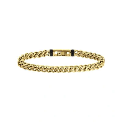 Afbeelding van Lucardi Heren Goldplated Armband breed met gourmetschakel Staal Vaderdag Cadeau 21 cm Goudkleurig