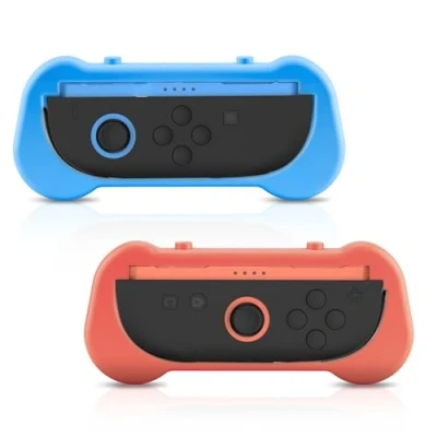 Afbeelding van Tolesum 2 stuks Switch Joy Cons 2025 Controller handgrepen, met opslag voor speelkaarten, verstelbare veerkoord, comfortabele JoyCon houder accessoires, zwart