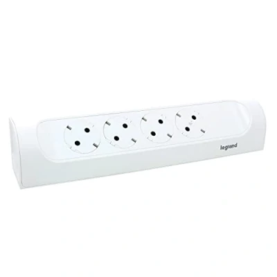 Afbeelding van LEGRAND, Perfect Fit 694503 45 hoekstekkerdoos, wand en tafelmontage, zonder kabel, ultra wit, 4 voudig