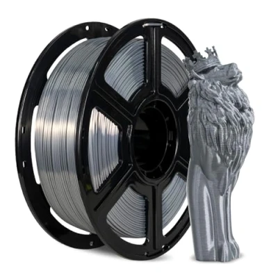 Afbeelding van FLASHFORGE Zijde filament voor 3D printers, 1,75 mm, 1 kg spoel, maatnauwkeurigheid +/ 0,02 FDM zijdestructuur en ultrahoge glans (zilver)