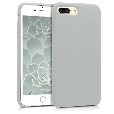 Afbeelding van kwmobile telefoonhoesje geschikt voor Apple iPhone 7 Plus / 8 Hoesje met siliconen coating Smartphone case in mat lichtgrijs