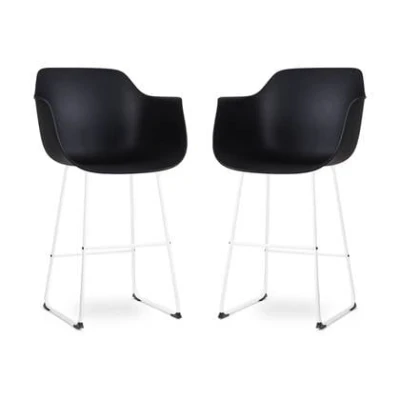 Afbeelding van Nolon Nino Puk barkruk zwart wit onderstel 75 cm set van 2