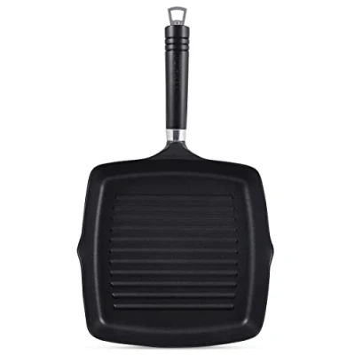 Afbeelding van Ken Hom Excellence Grillpan Vierkant 25 cm. in Gietaluminium met Antiaanbaklaag