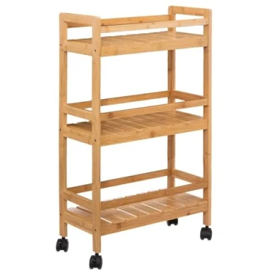 Afbeelding van 5Five Keukentrolley bruin bamboe hout 80 x 45 22 cm keukenkast