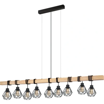 Afbeelding van EGLO Townshend 5 Hanglamp E27 150 cm Zwart/Bruin