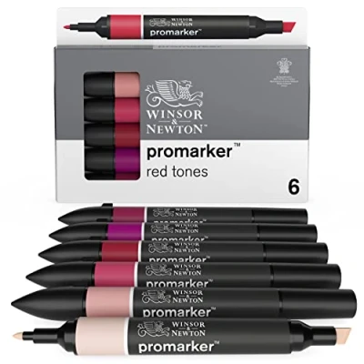 Afbeelding van Winsor &amp; Newton Promarker Stiften set Red Tones 6 stuks