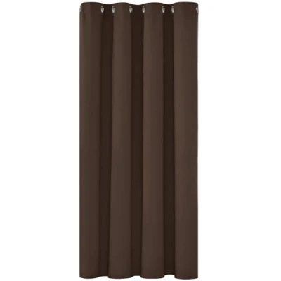 Afbeelding van Deconovo Verduisterende Gordijnen met Ogen, 132x138 cm (B x H), Bruin, 1 stuk, Warmtewerend Geluidwerend voor de Woonkamer, Slaapkamer