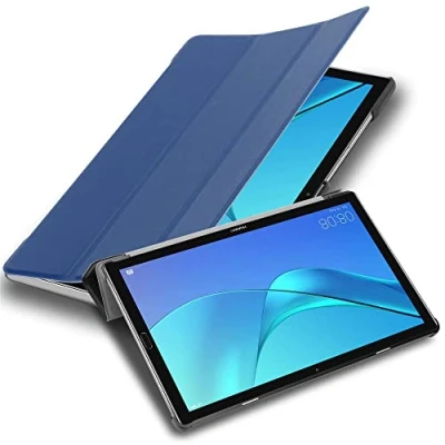 Afbeelding van Cadorabo Tablet Hoesje geschikt voor Huawei MediaPad M5 / PRO (10.8 inch) in JERSEY DONKER BLAUW Ultra dun beschermend geval met automatische Wake Up en Stand functie Book Case Cover Etui