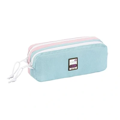 Afbeelding van Viquel Etui met 2 vakken van Teknik Pastel, grote inhoud, blauw/roze
