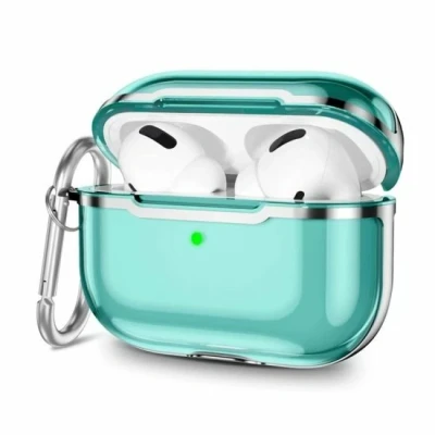 Afbeelding van AirPods Pro / 2 hoesje TPU Split series Groen + Zilver (transparant) Optimale bescherming voor jouw