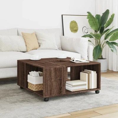 Afbeelding van vidaXL Salontafel 80x80x40 cm bewerkt hout bruin eikenkleur