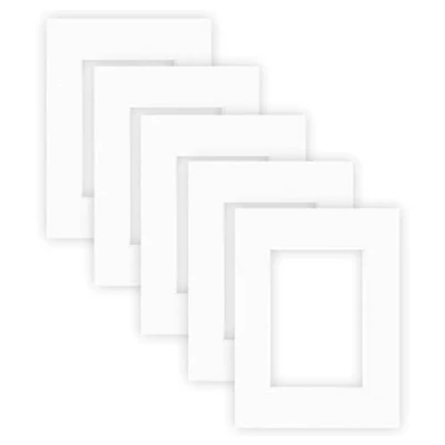 Afbeelding van nielsen Conservation Passepartout karton 2,2 mm 5 delige set buitenformaat 18 x 24 cm voor afbeeldingsformaat 10 15 poolwit (lichtwit) gestructureerd oppervlak
