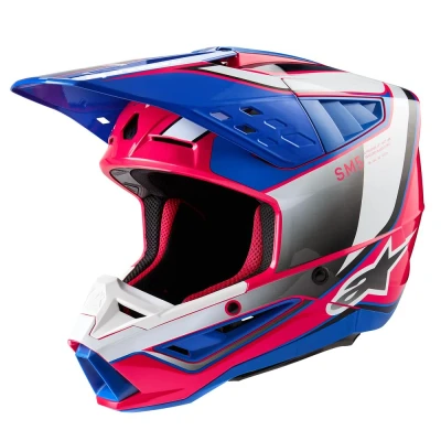 Afbeelding van Alpinestars 2025 Supertech M5 Sail Crosshelm Wit / Roze Blauw maat XXL