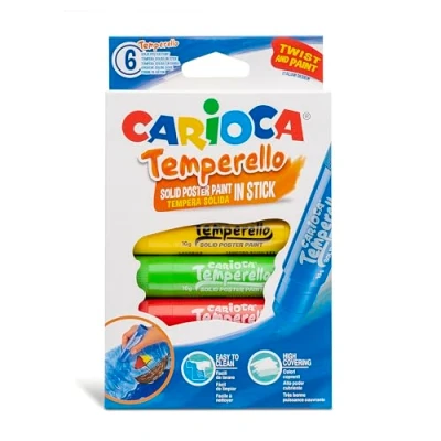 Afbeelding van Carioca Plakkaatverfstick Temperello, Kartonnen Etui Van 6 Stuks Plakkaatverf