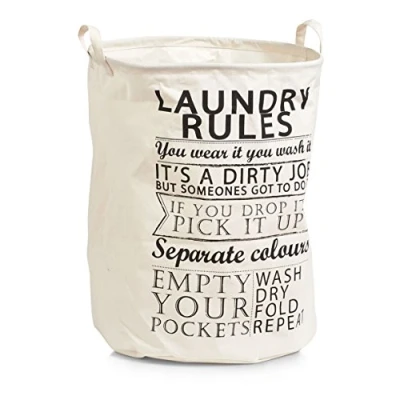 Afbeelding van Zeller Wasmand rond creme stof 38 x 48 cm