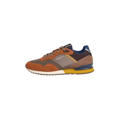 Afbeelding van Pepe Jeans London Brick Sneakers laag, Heren, Maat: 40, Tobacco brown Veloursleer