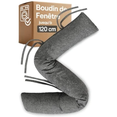 Afbeelding van Anti koude tochtstopper voor ramen tot 120 cm, wasbaar, energiebesparend, extra lang en zwaar, ook brede deuren, grijs