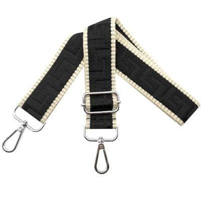 Afbeelding van Verstelbare schouderriem voor tassen, breedte 3,8 cm, met zilverkleurige karabijnhaak, draagriem dameshandtassen, zwart, K13