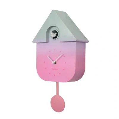 Afbeelding van Fisura Koekoeksklok met kleurverloop wijzerplaat. Wandklok. Originele wandklok voor geschenk. 3 AA batterijen niet inbegrepen. Afmetingen: 21,5 x 8 41,5 ABS kunststof.