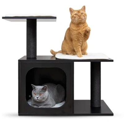 Afbeelding van Cellavi Krabpaal Geschikt voor Grote en Zware Katten Sisal Touw Hout 72.5x70x40 cm Zwart