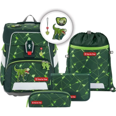 Afbeelding van Step by Spaceset 5TLG Schooltas set voor kinderen, Maat: One Size, Dino night tyro
