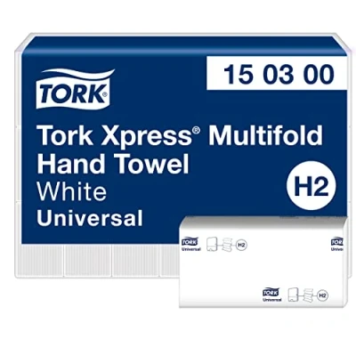 Afbeelding van Tork Xpress® 150300 witte interfoliedoeken H2, universeel, 100% gerecyclede vezels, 21 x 160 vellen,