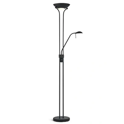 Afbeelding van Home Sweet Moderne vloerlamp 50/50/180cm R7s+G9 lichtbron dimbare staande lamp met flexibele leeslamp Zwart geschikt voor woonkamer, slaapkamer en thuiskantoor