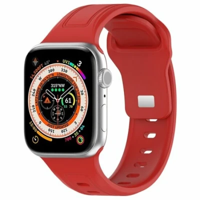 Afbeelding van By Qubix Square siliconen band Rood Geschikt voor Apple Watch 38mm 40mm 41mm 42mm