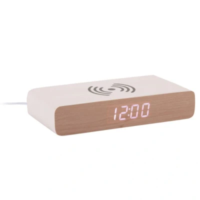 Afbeelding van Karlsson Wekker Retro Flat LED Wit Met Telefoonoplader