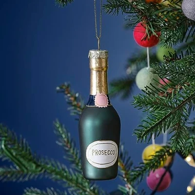 Afbeelding van Kersthanger Prosecco Kertsbal Kerstdecoratie Champagne Drank glazen hanger
