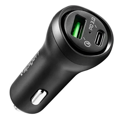 Afbeelding van Spigen Essential USB C Power Drive &amp; Quick Charge Car Charger Zwart