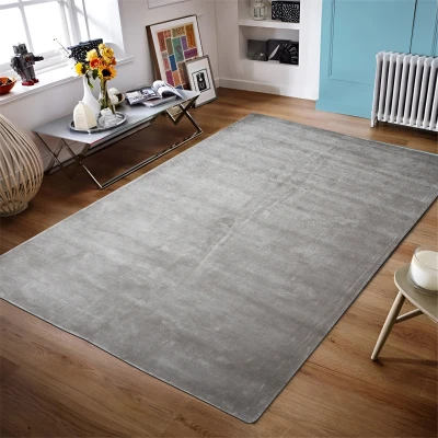 Afbeelding van Vloerkleed Vanessa Zilver Luxe Viscose Laagpolig Modern Tapijt Rechthoek 195x300 cm