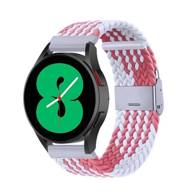 Afbeelding van Garmin Venu / Sq Sq2 2 plus Braided nylon bandje Wit roze
