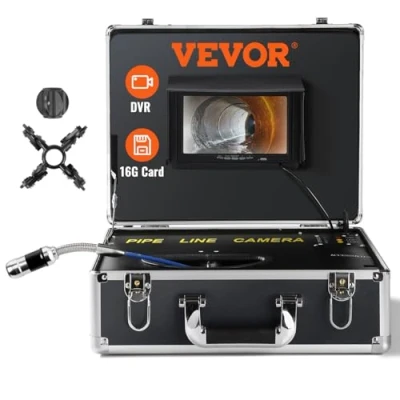 Image de VEVOR Caméra Inspection Canalisation Égout 50 m Écran 7&#039;&#039; Fonction DVR 12 LED