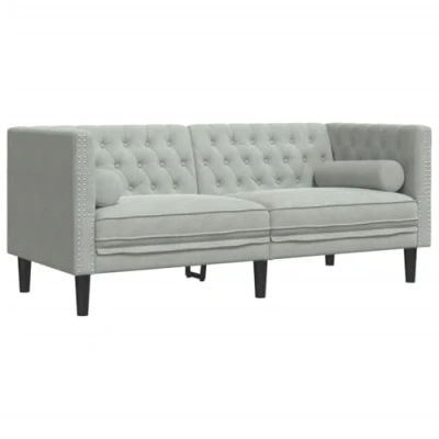 Afbeelding van vidaXL Chesterfield bank met 2 zits kussens lichtgrijs fluweel