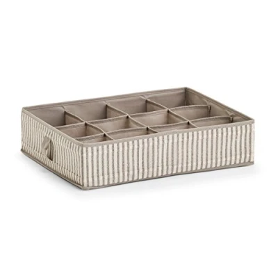 Afbeelding van Zeller kleding/kast organizer 12 vakken beige 44 x 34 11 cm opbergdoos