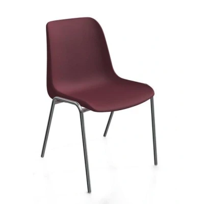 Afbeelding van Kantinestoelen Rome kunststof stapelbaar bordeaux koppelbaar