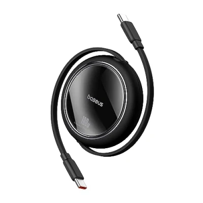 Afbeelding van Baseus USB C kabel, 100W PD 5A QC 4.0 Mini oprolbare naar snellaadkabel, 4 vooraf ingestelde lengtes voor iPhone 15 Samsung iPad, eenvoudig op te bergen, draagbaar