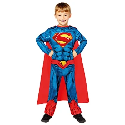 Afbeelding van Amscan Officieel Warner Bros Superman kostuum, duurzaam, blauw, 10 12 jaar