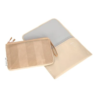 Afbeelding van LÄSSIG Luiertas voor baby&#039;s met aankleedkussen onderweg, casual, wisselende organizer, beige/camel