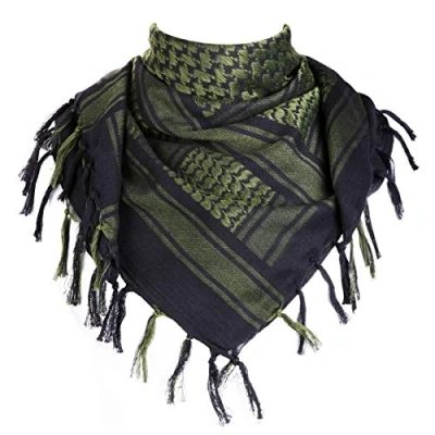 Image de FREE SOLDIER Foulard/foulard Shemagh, 100% coton, châle tactique du désert arabe, unisexe, 110 x cm, Noir/vert