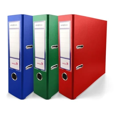 Afbeelding van Netuno 3 stuks ringmappen 2 ringen kleuren blauw rood groen 8 cm A4 map karton voor bureau plank