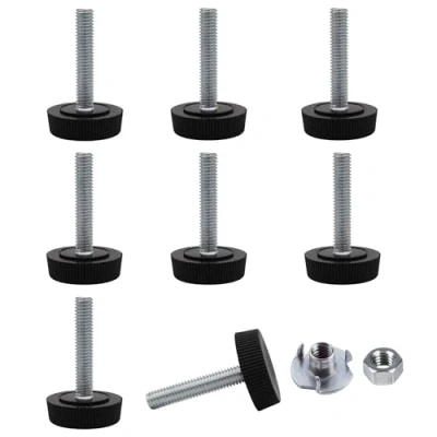 Afbeelding van SKIR&#039;CO Set van 8 M6 x 30 mm meubelnivelleringspoten, verstelbare ronde poten met een diameter 25 mm, schroefdraadnivelleringsvoet (moeren inbegrepen)